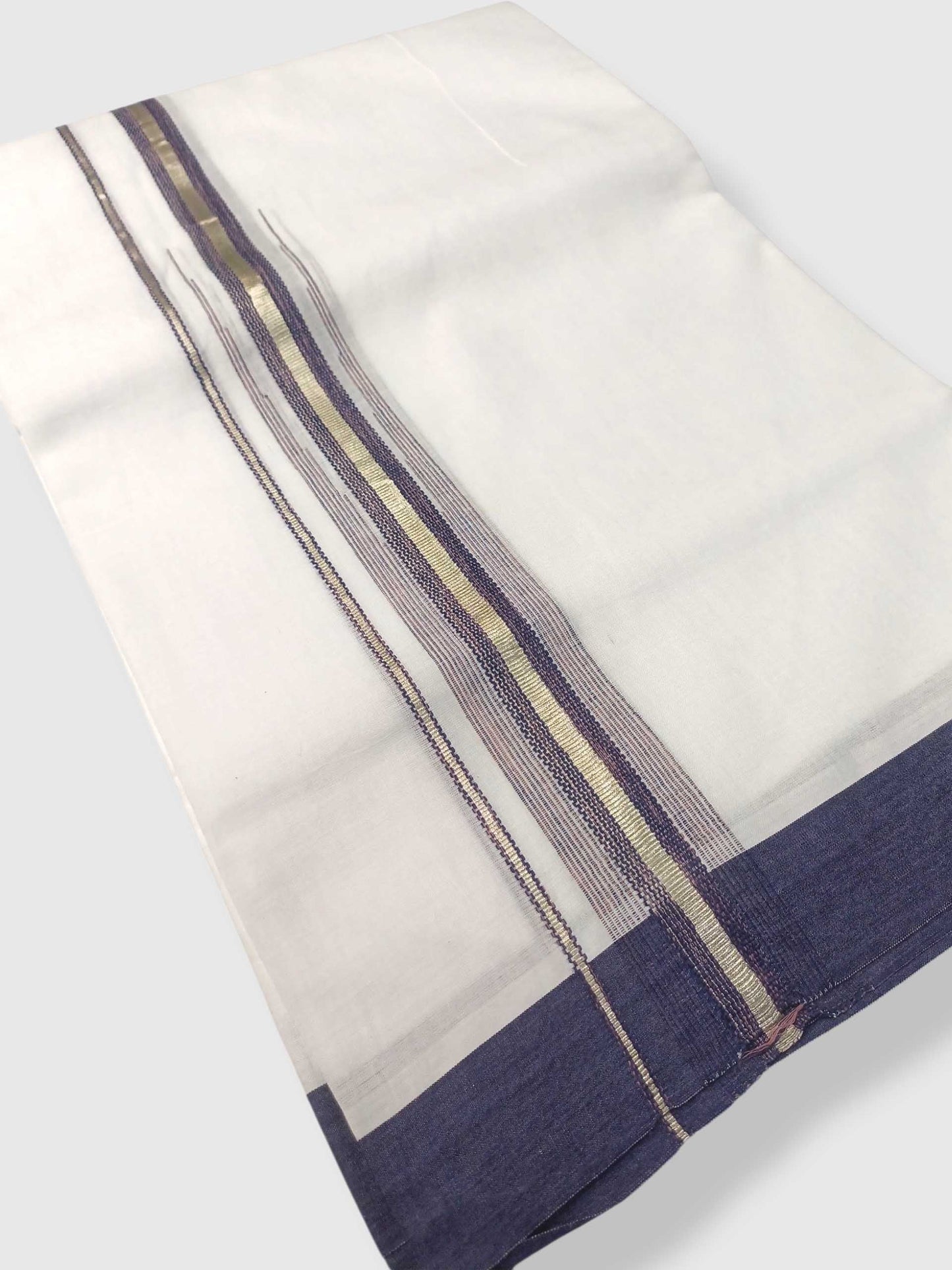 Pure White Cotton Men's Double Dhoti