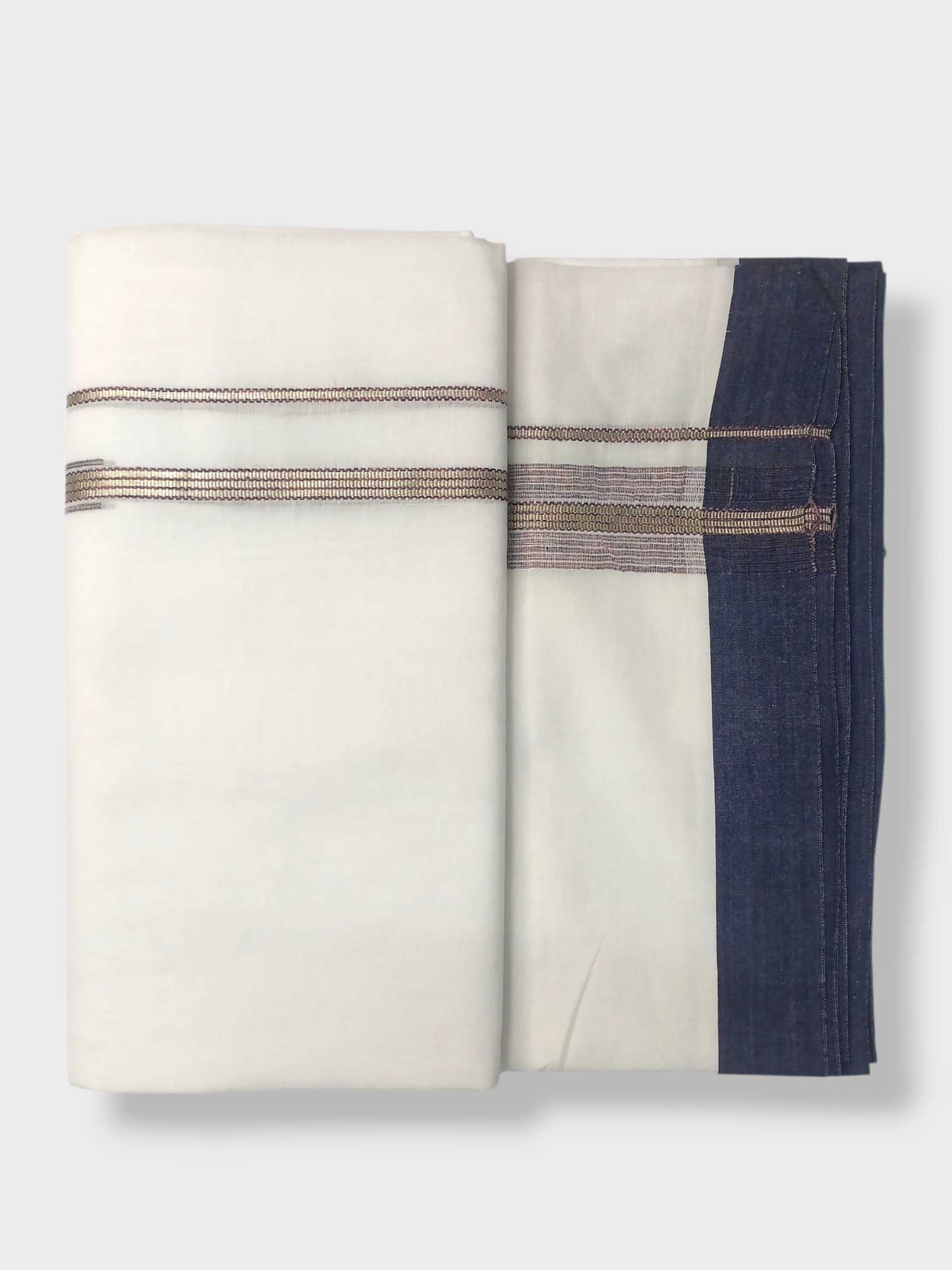 Pure White Cotton Men's Double Dhoti