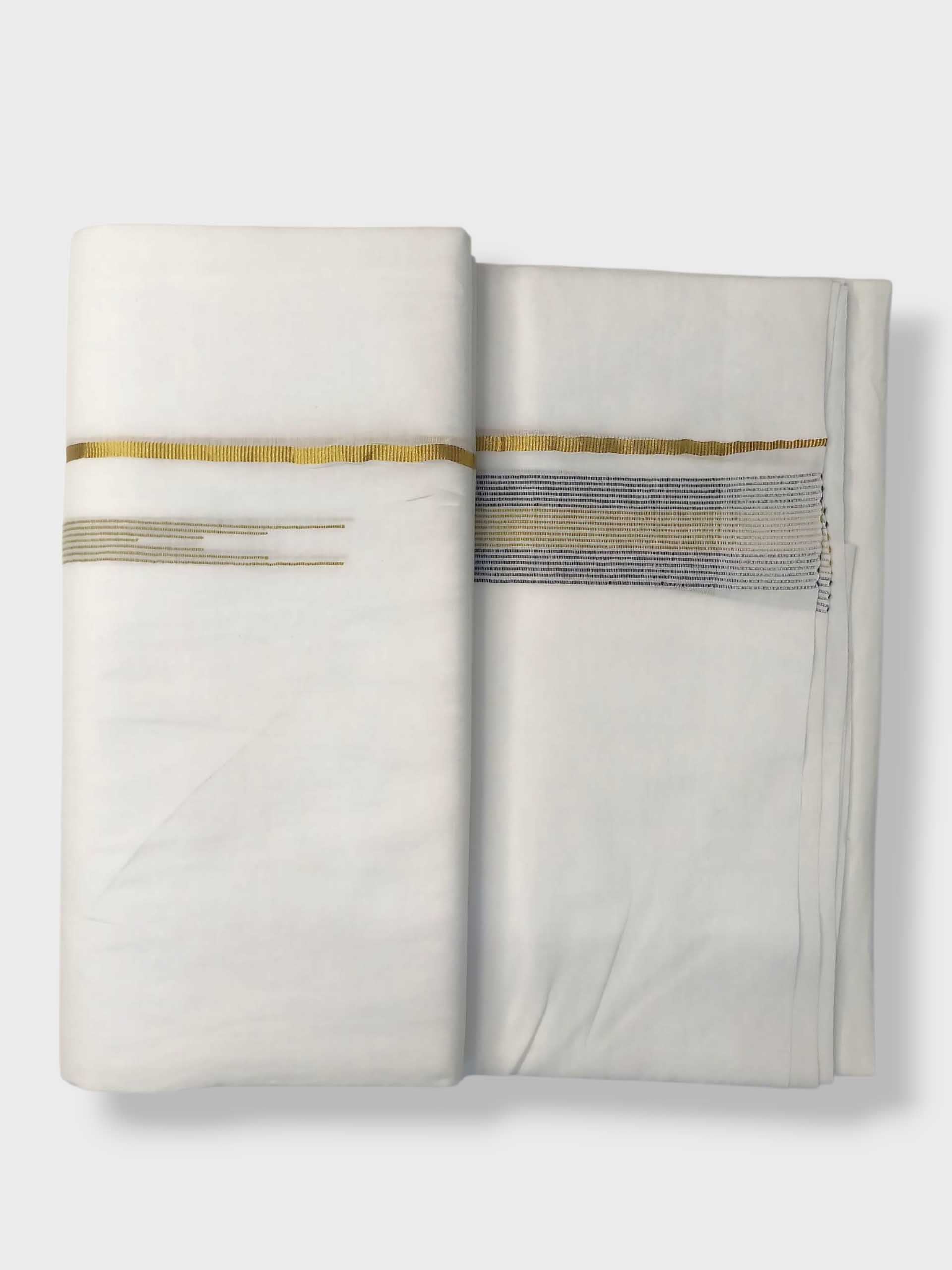 Pure White Cotton Men's Double Dhoti