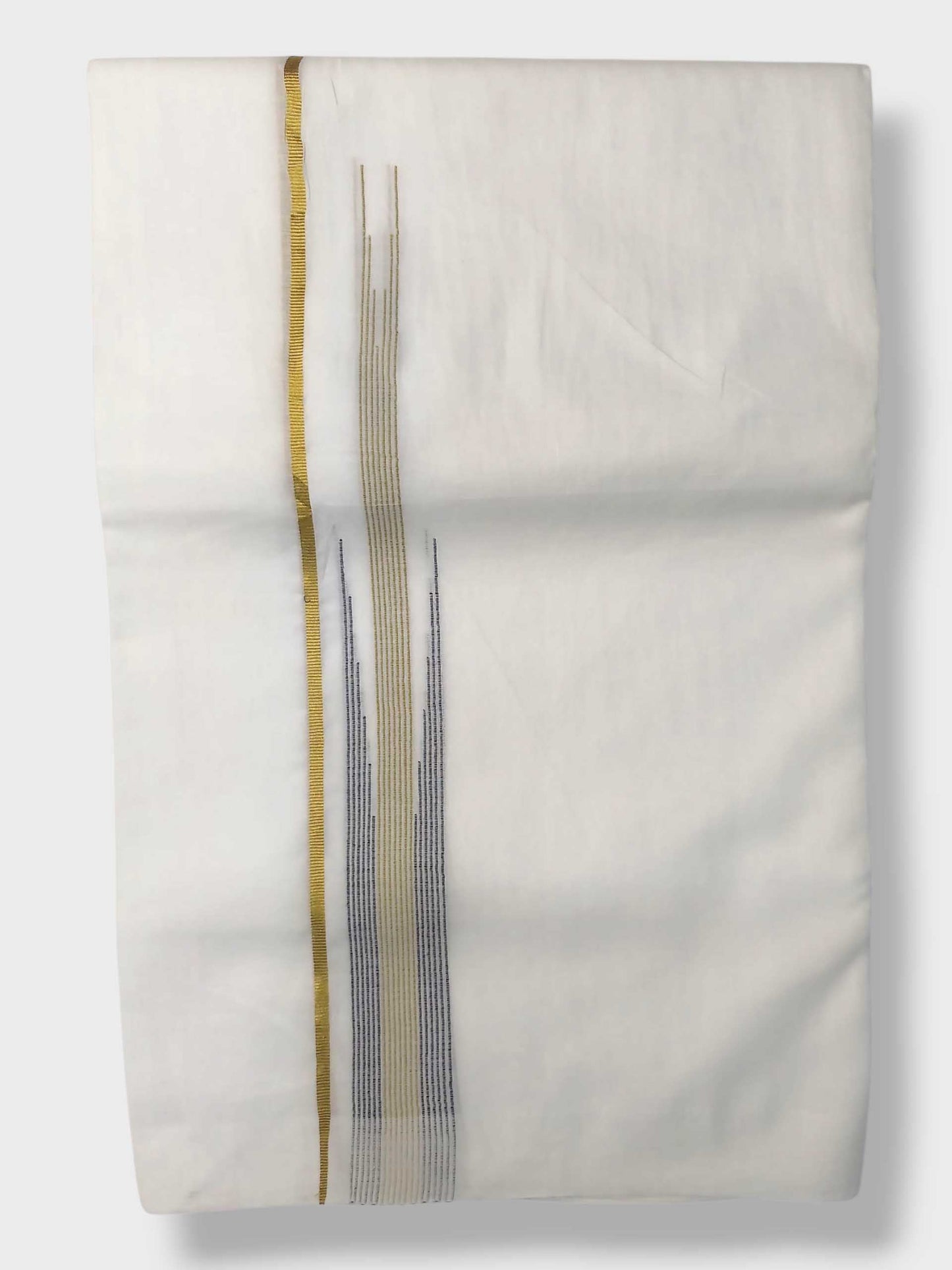 Pure White Cotton Men's Double Dhoti