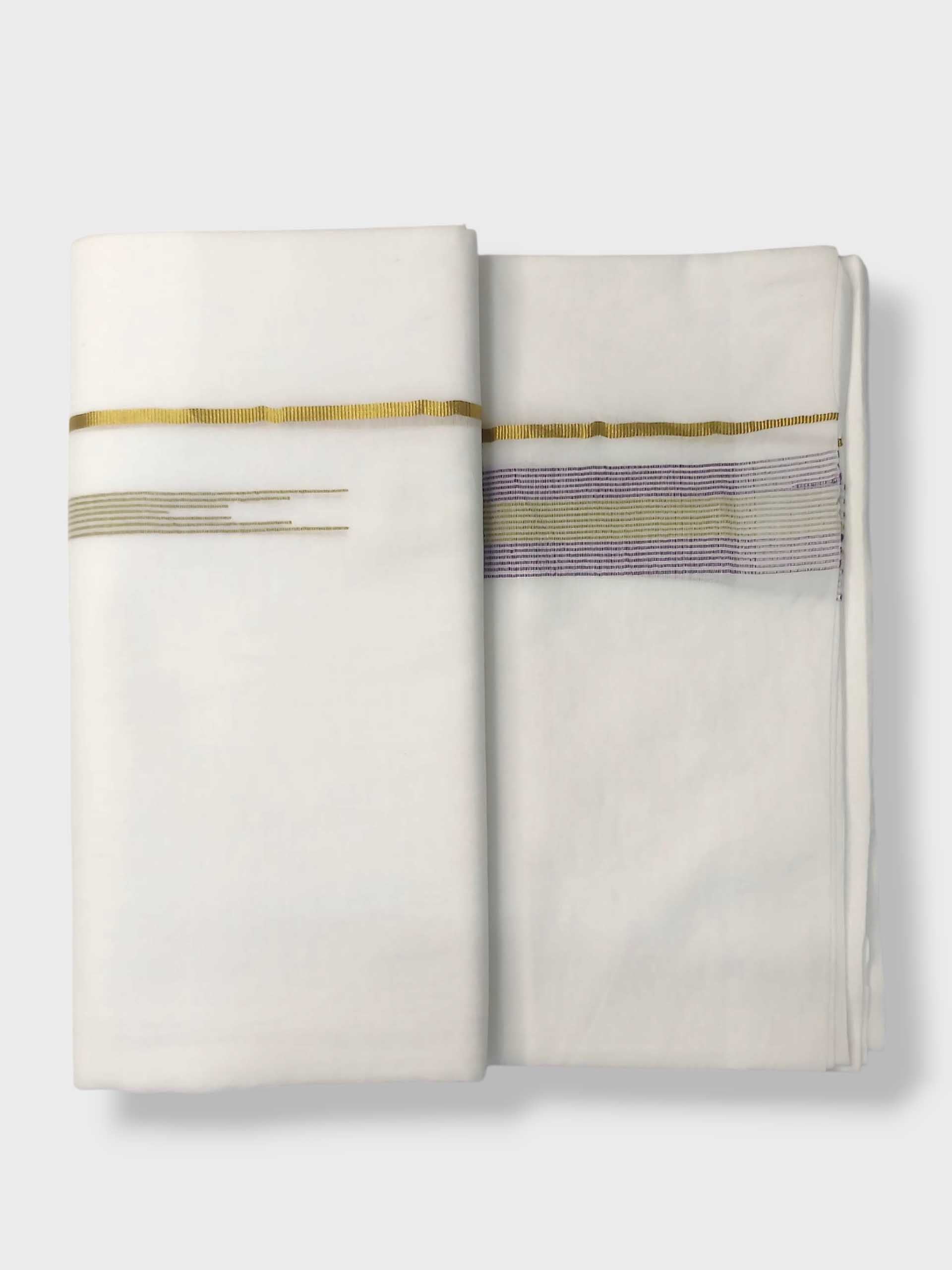 Pure White Cotton Men's Double Dhoti