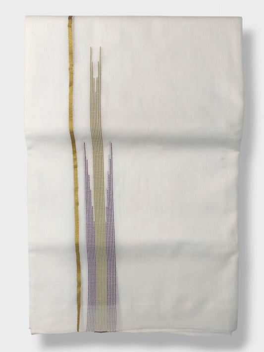 Pure White Cotton Men's Double Dhoti