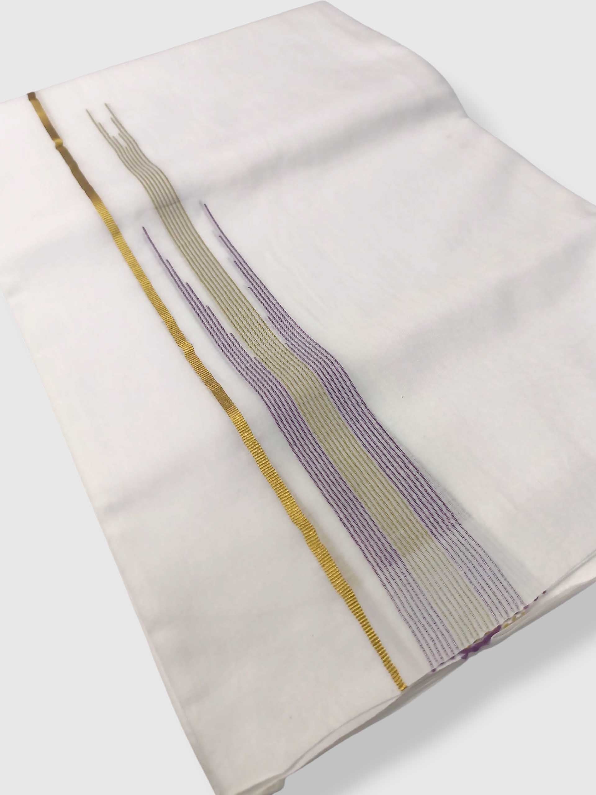 Pure White Cotton Men's Double Dhoti