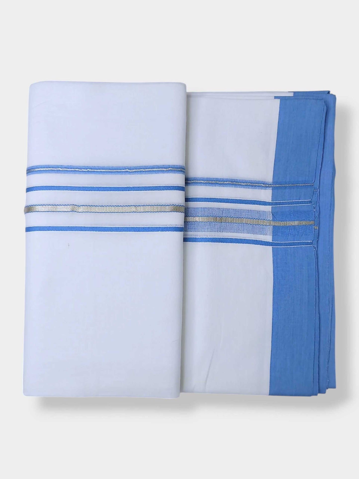 Pure White Cotton Men's Double Dhoti