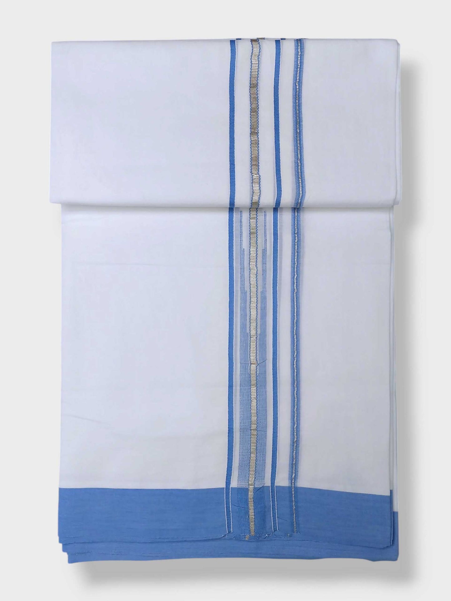 Pure White Cotton Men's Double Dhoti