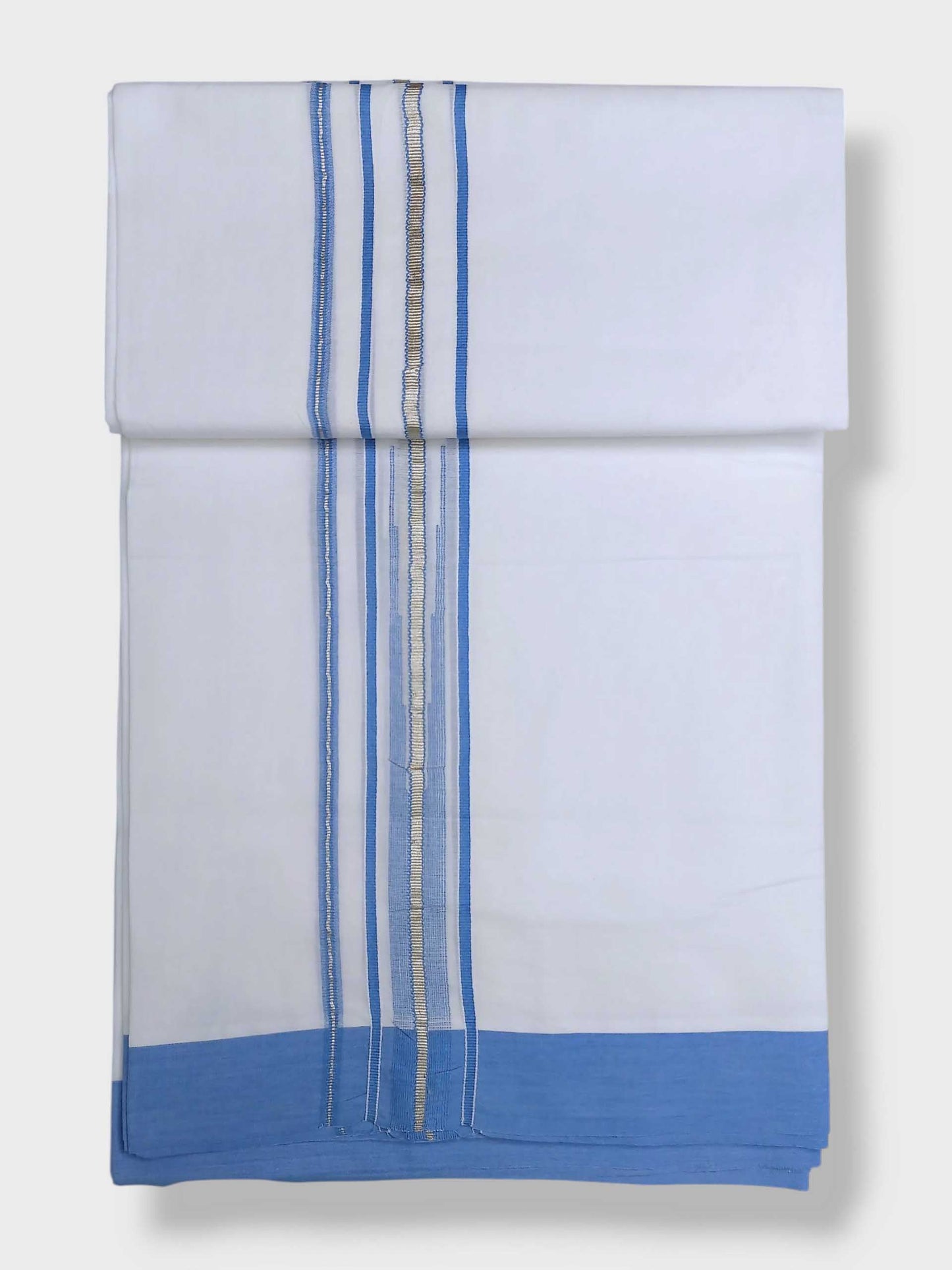 Pure White Cotton Men's Double Dhoti