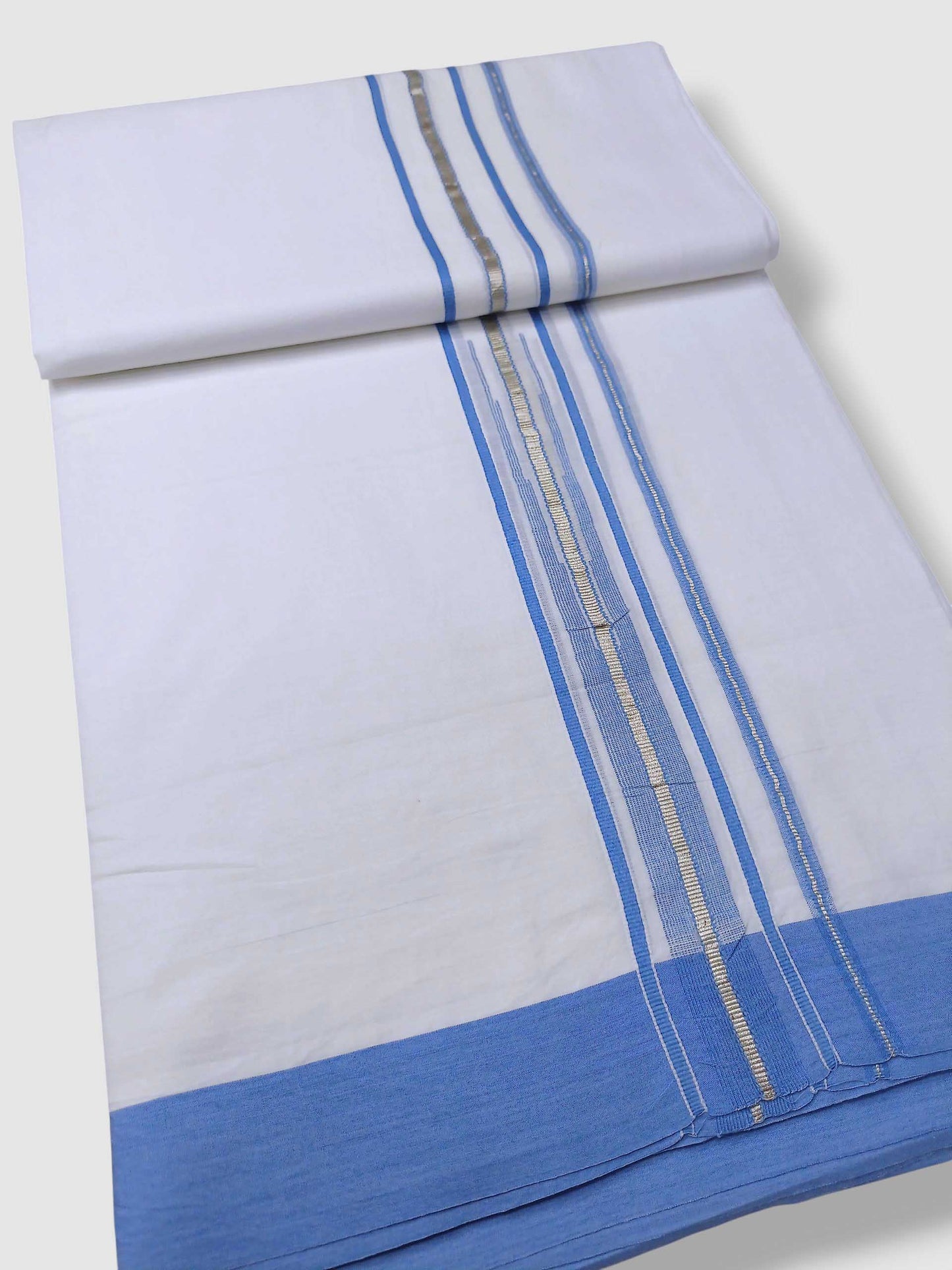 Pure White Cotton Men's Double Dhoti