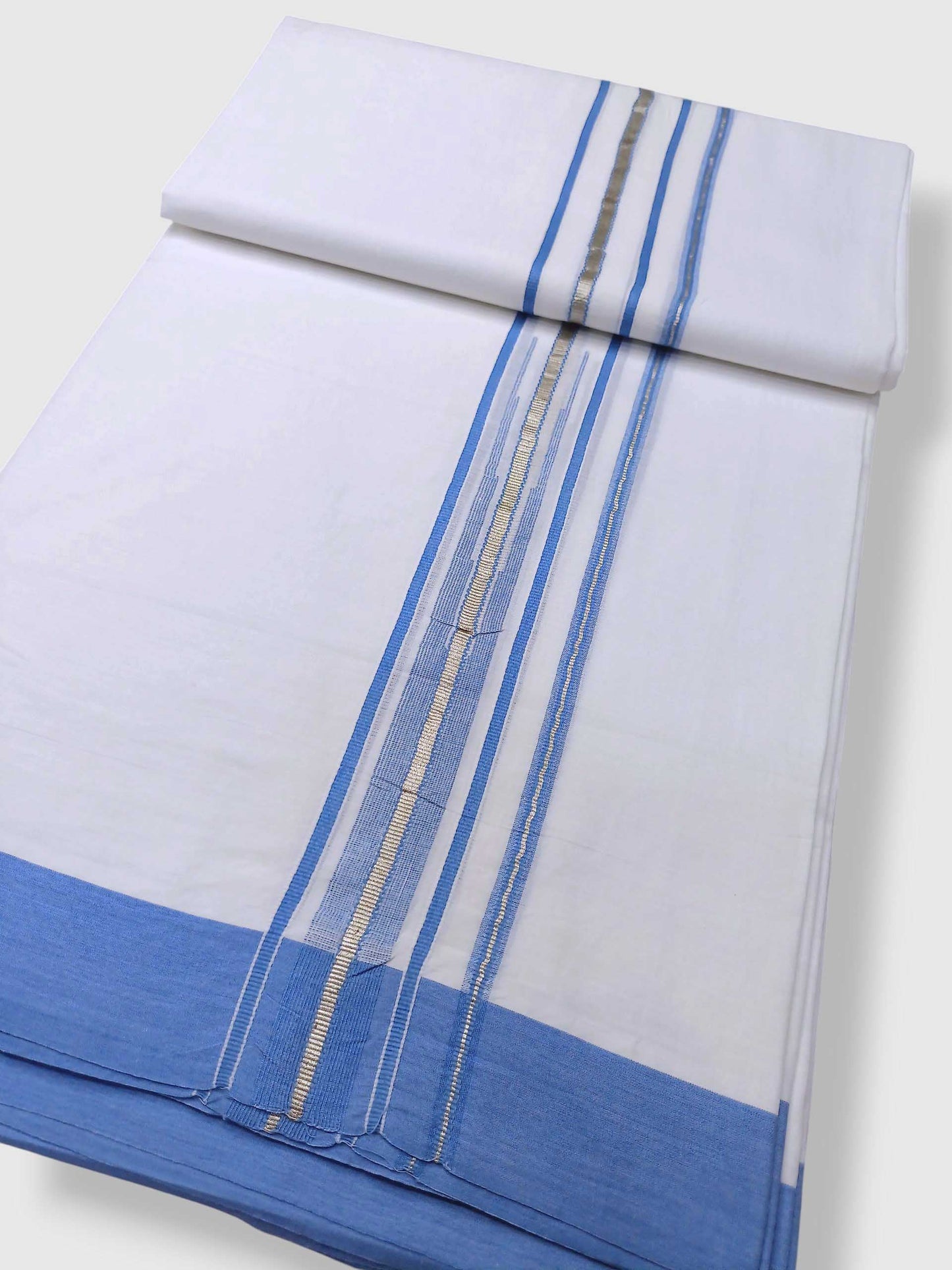 Pure White Cotton Men's Double Dhoti