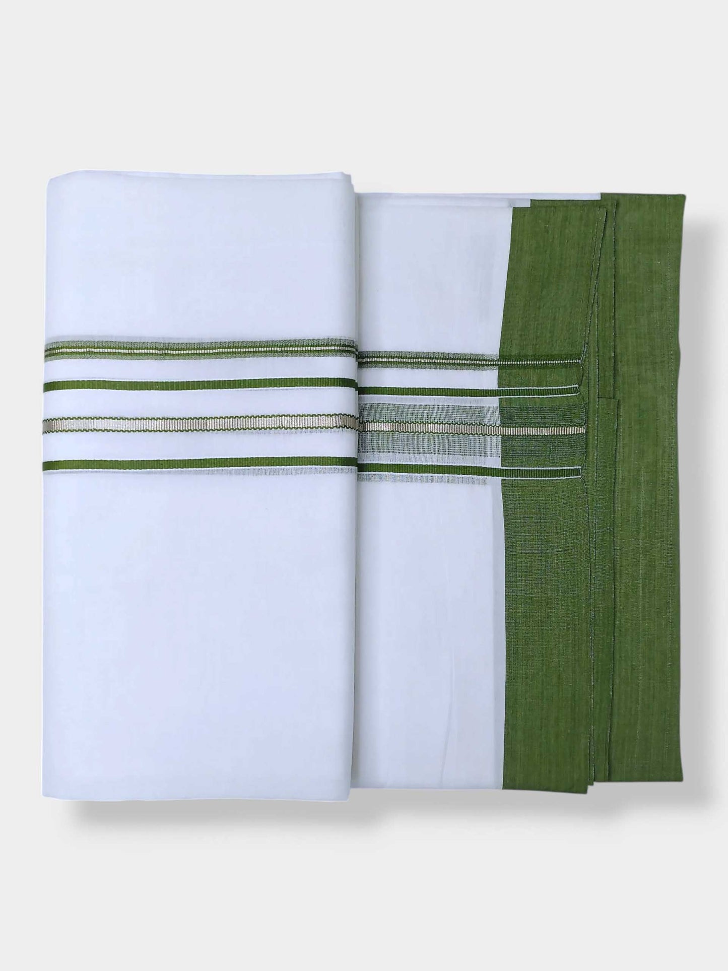 Pure White Cotton Men's Double Dhoti