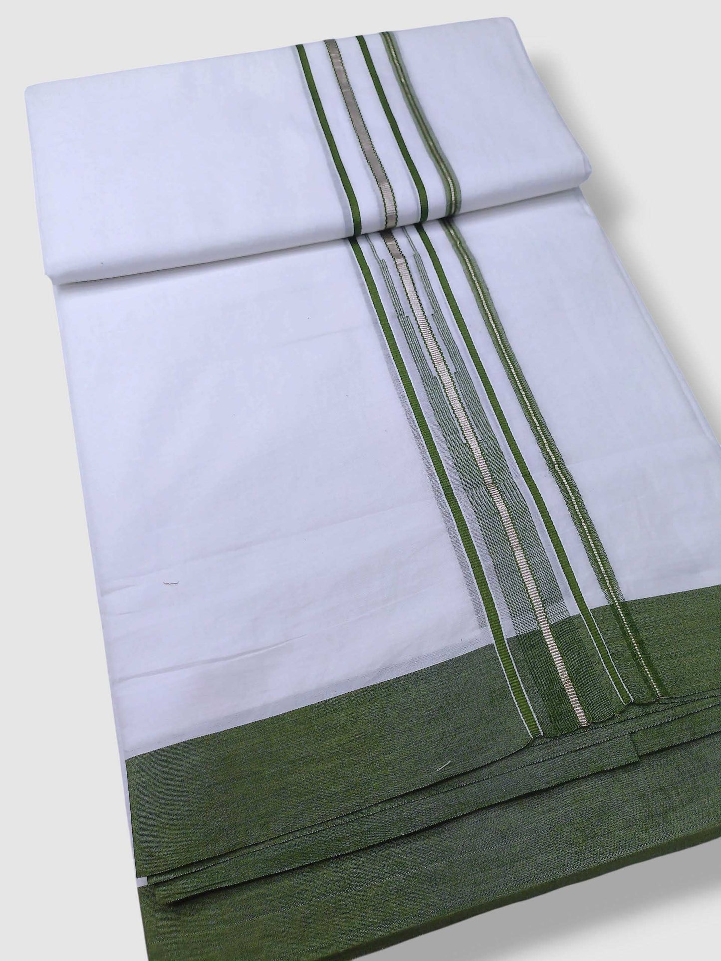 Pure White Cotton Men's Double Dhoti