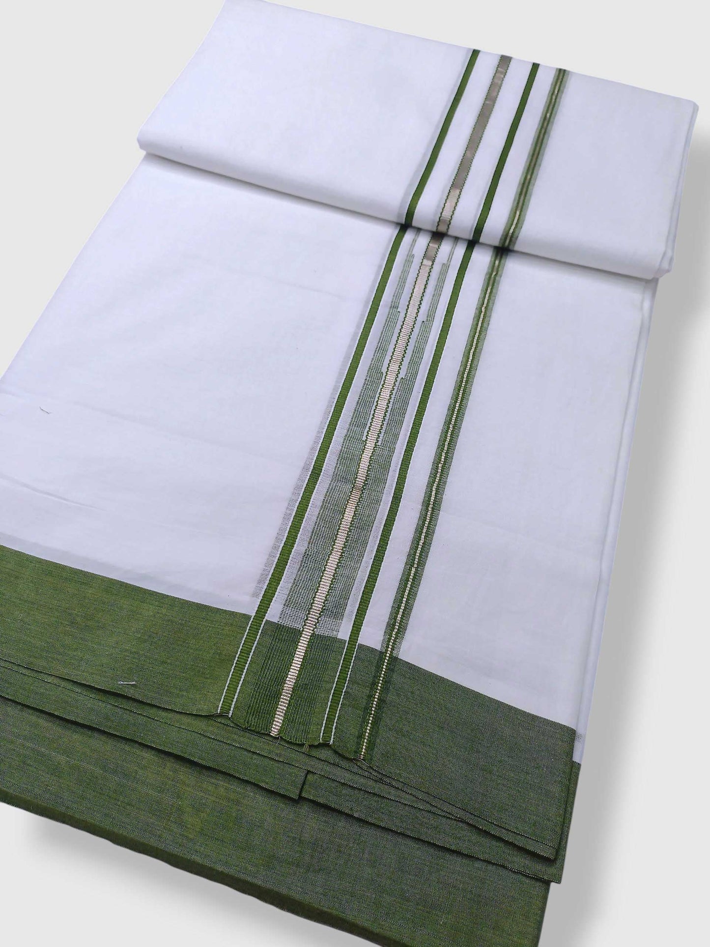 Pure White Cotton Men's Double Dhoti