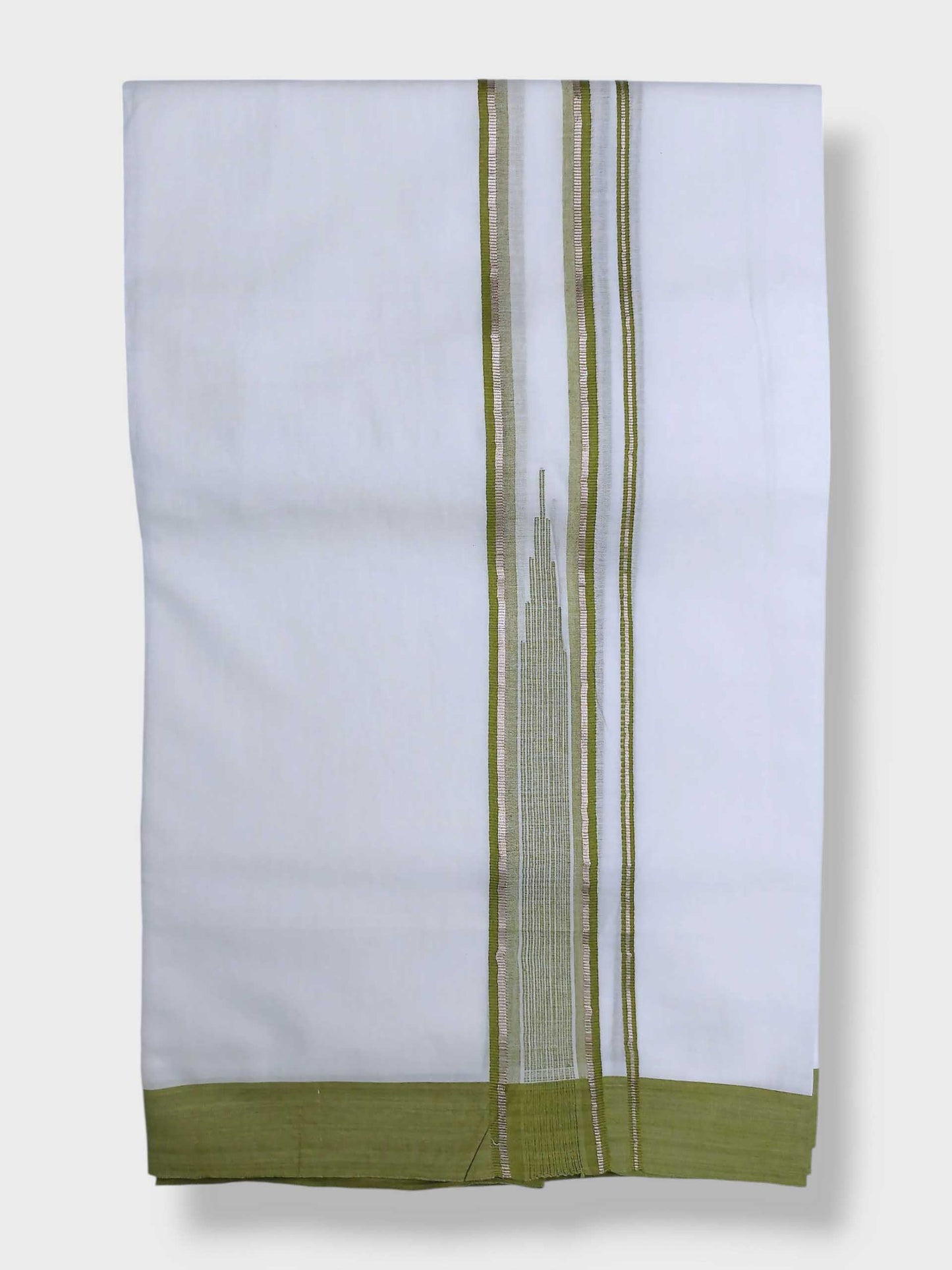 Pure White Cotton Men's Double Dhoti