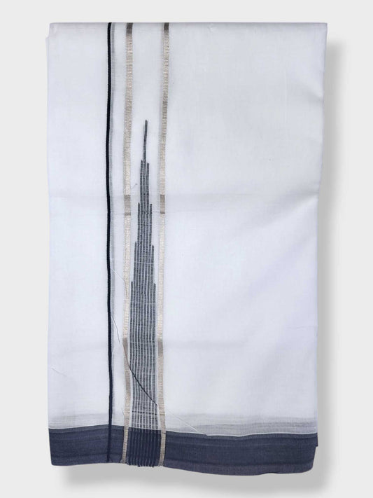 Pure White Chuttikara Double Dhoti with Black Border