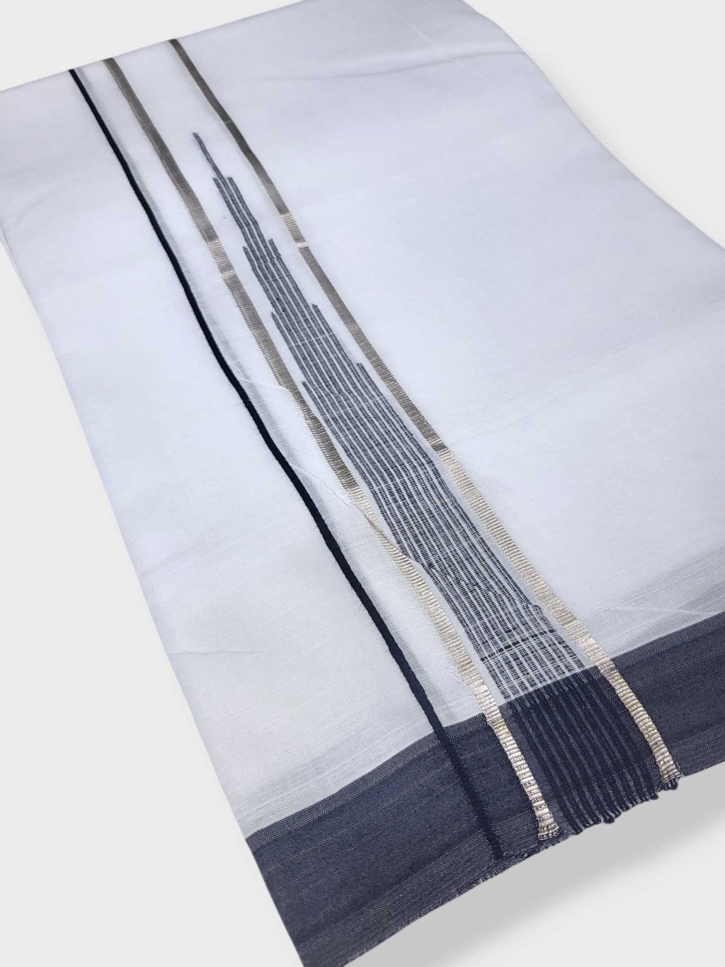 Pure White Chuttikara Double Dhoti with Black Border