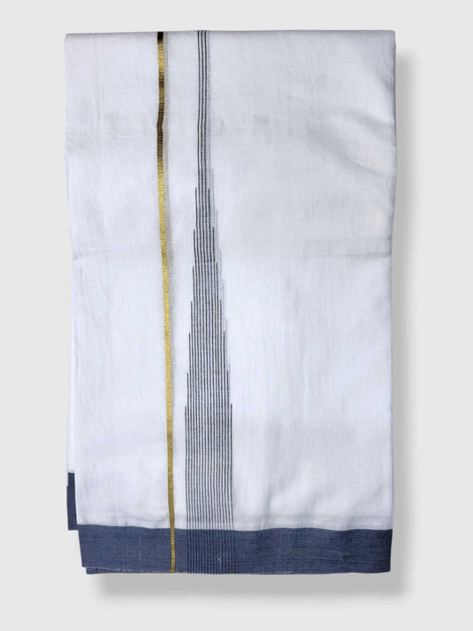 Pure White Cotton Men's Double Dhoti