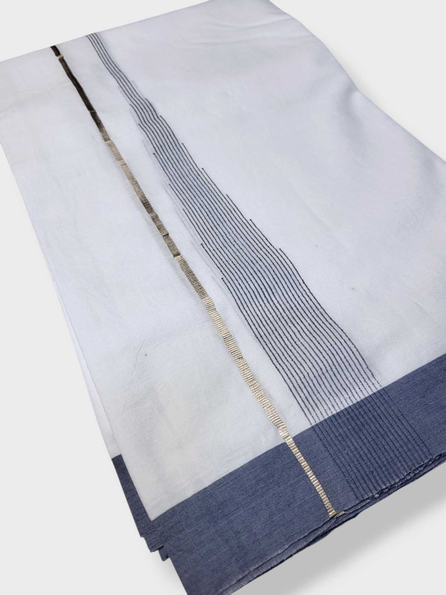 Pure White Cotton Men's Double Dhoti