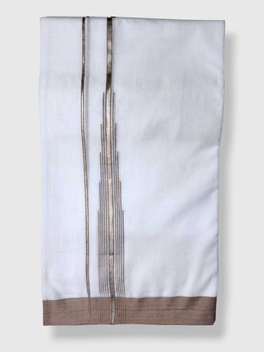 Pure White Cotton Men's Double Dhoti