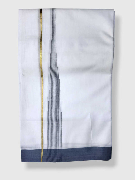 Pure White Cotton Men's Double Dhoti