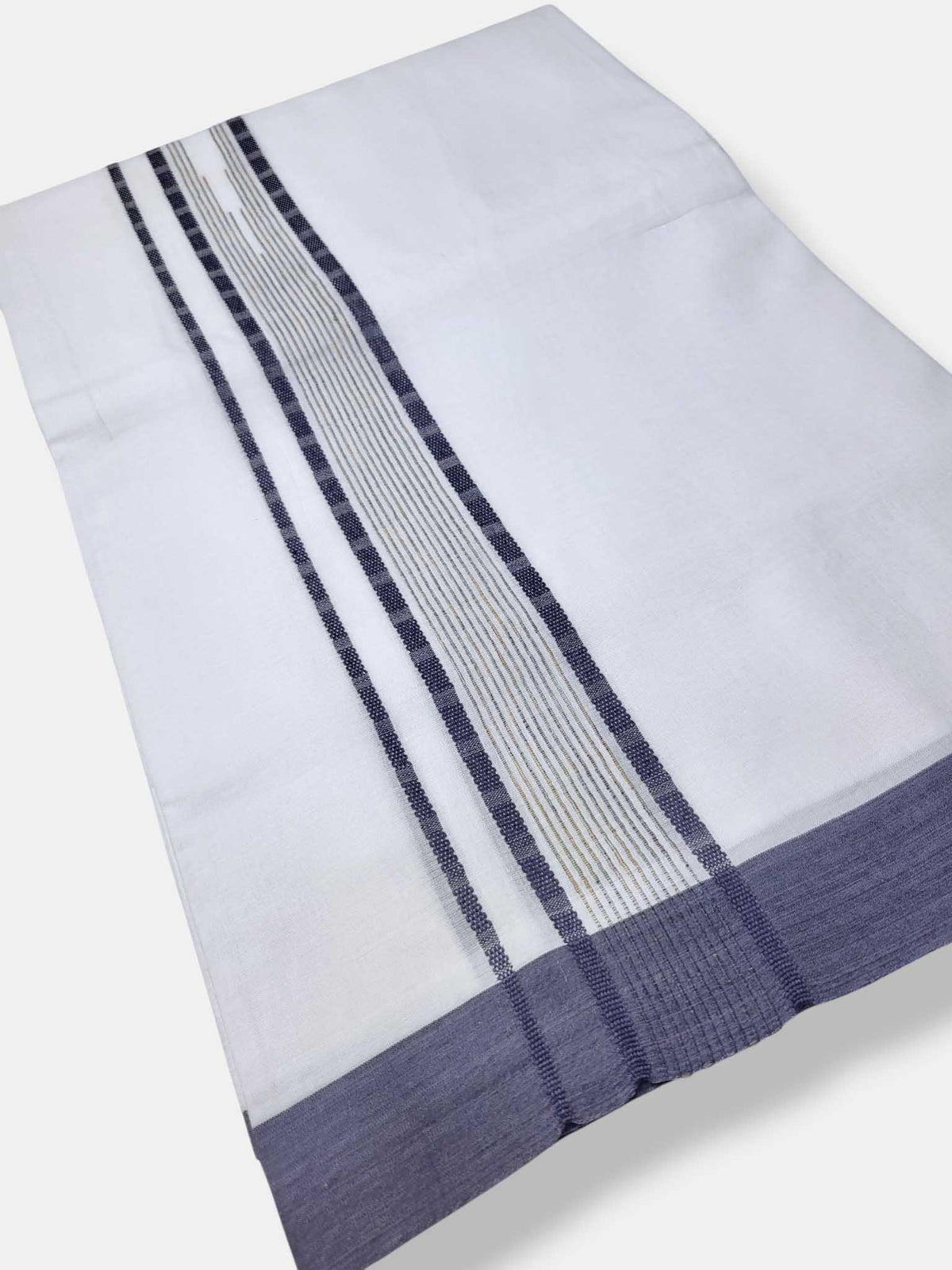 Pure White Cotton Men's Double Dhoti