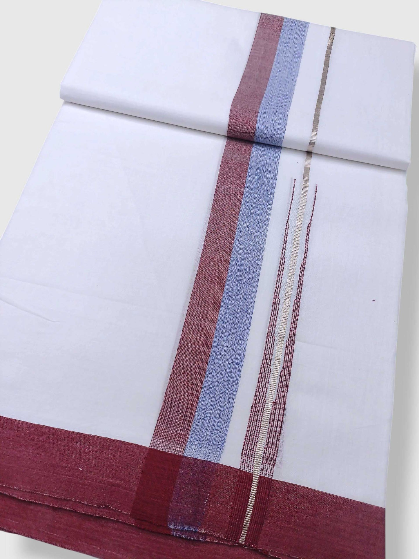Pure White Cotton Men's Double Dhoti