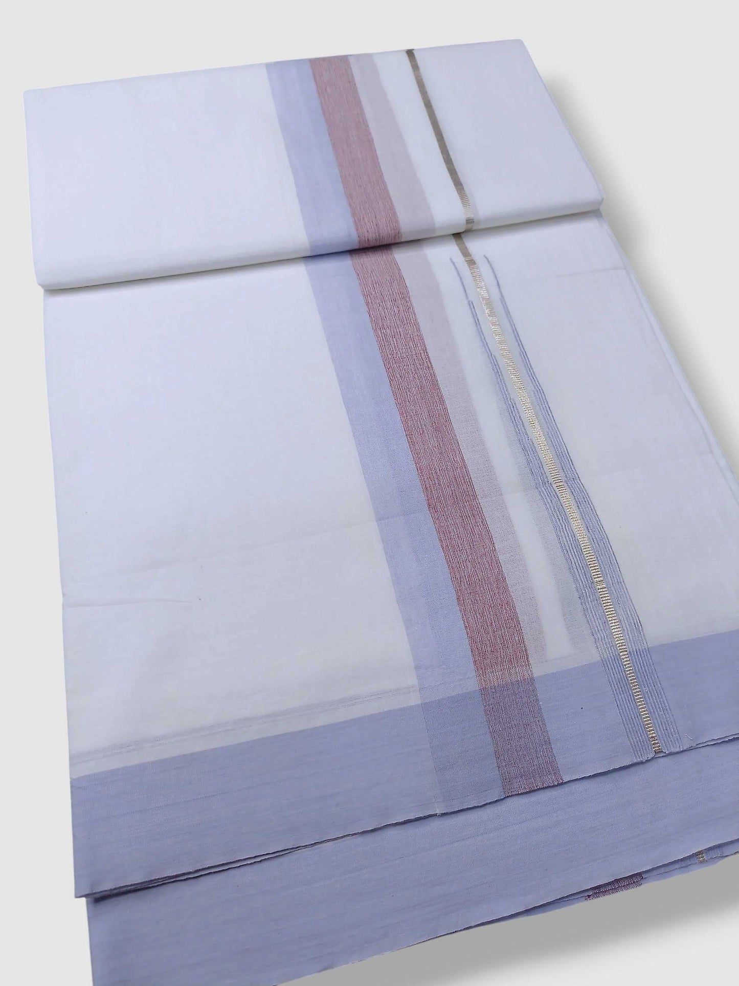 Pure White Cotton Men's Double Dhoti