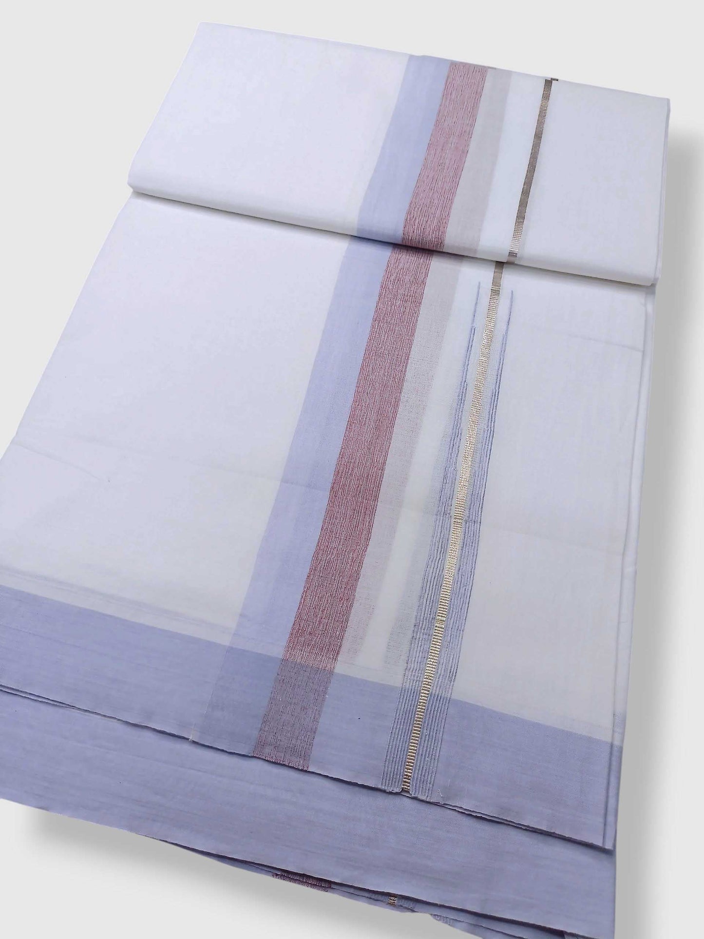 Pure White Cotton Men's Double Dhoti
