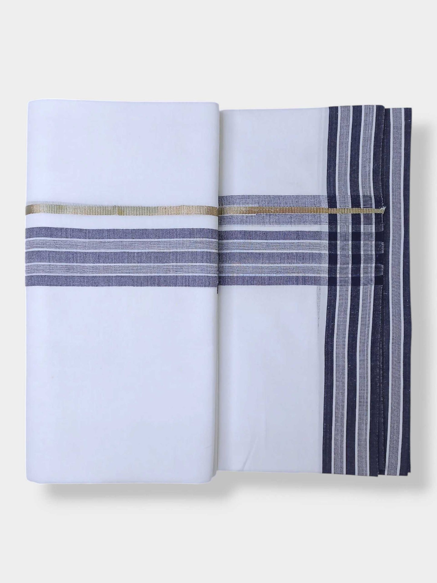 Pure White Cotton Men's Double Dhoti