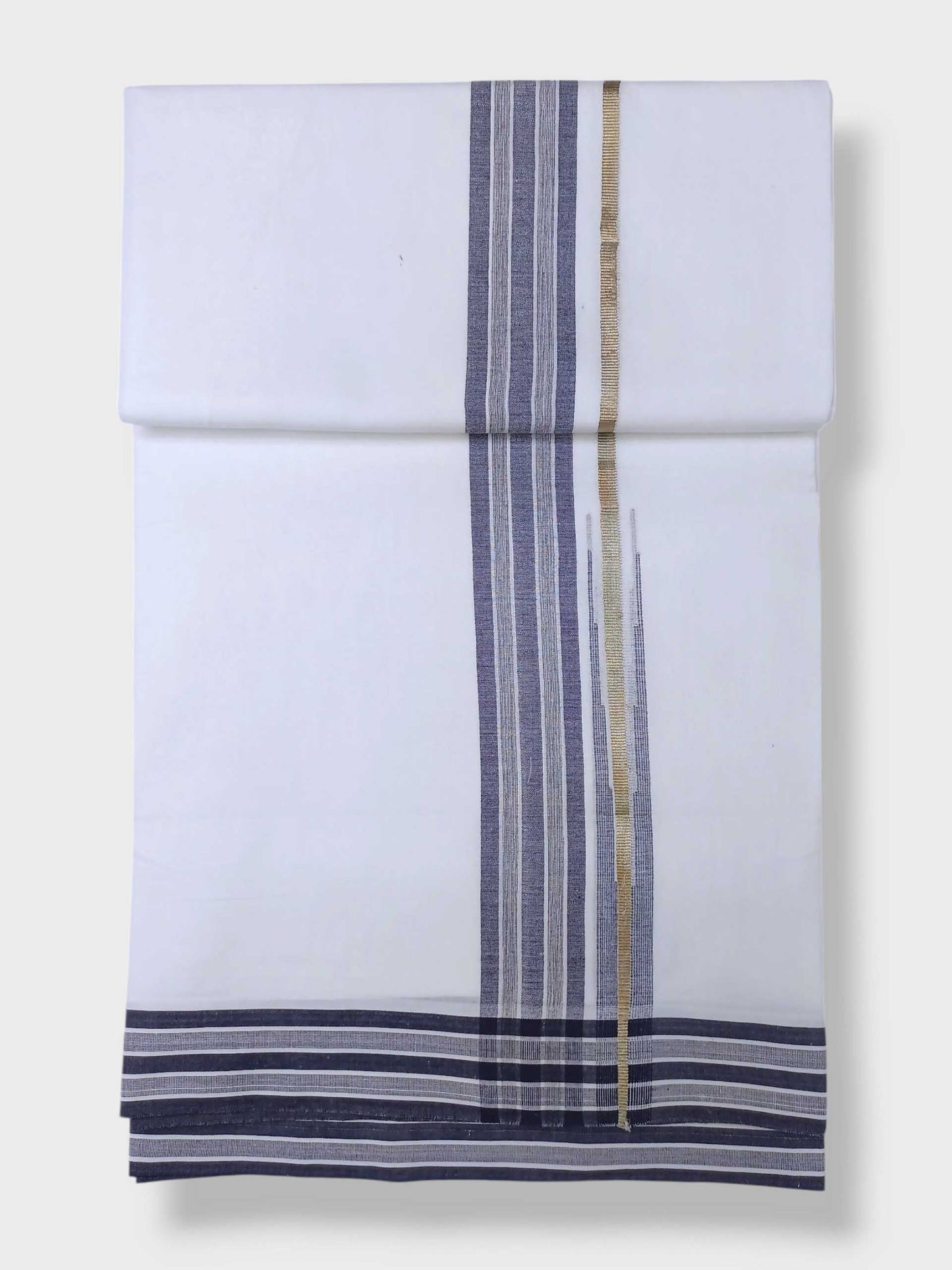 Pure White Cotton Men's Double Dhoti