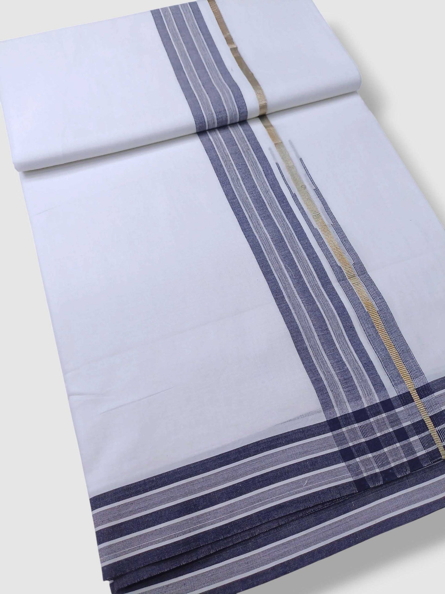 Pure White Cotton Men's Double Dhoti