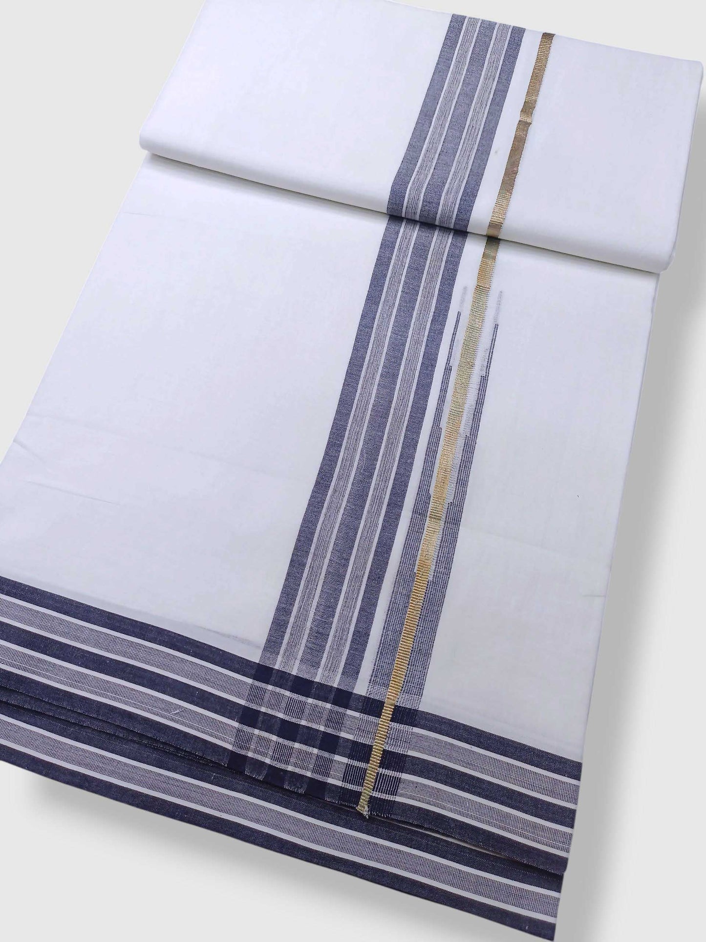 Pure White Cotton Men's Double Dhoti