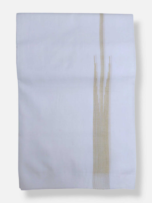 Pure White Cotton Men's Double Dhoti