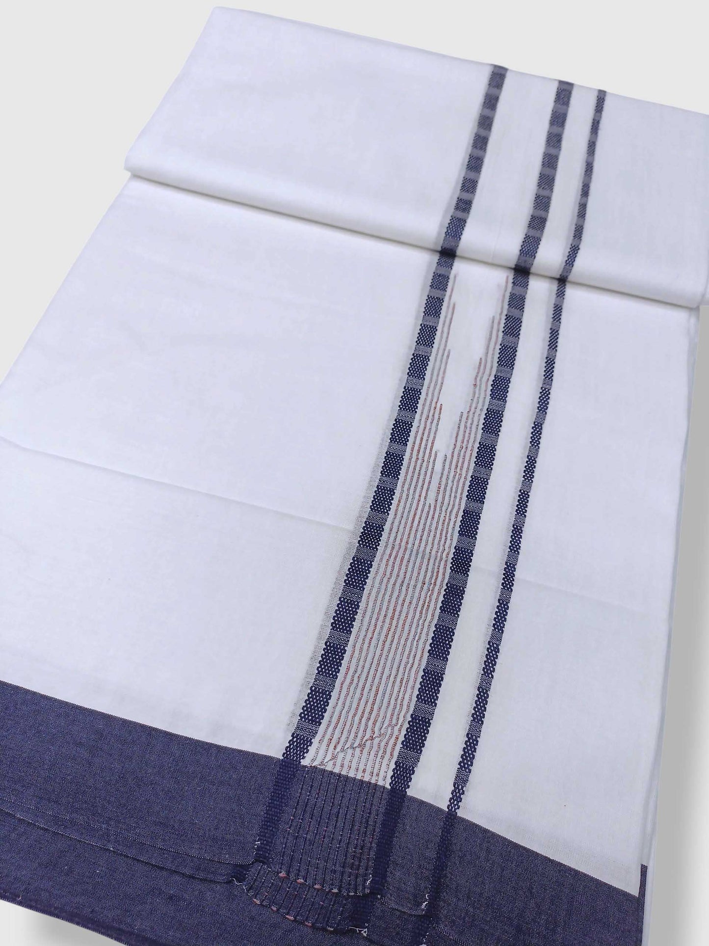 Pure White Cotton Men's Double Dhoti