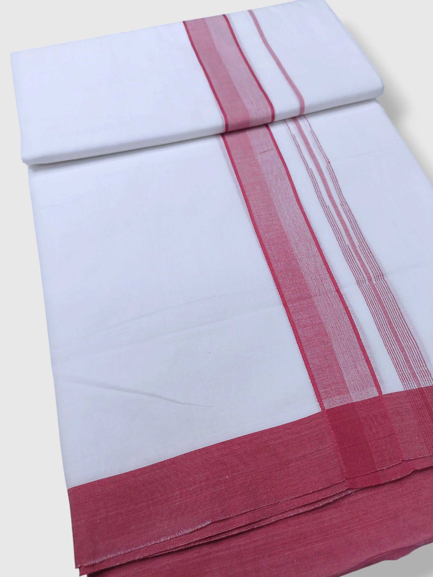 Pure White Cotton Men's Double Dhoti