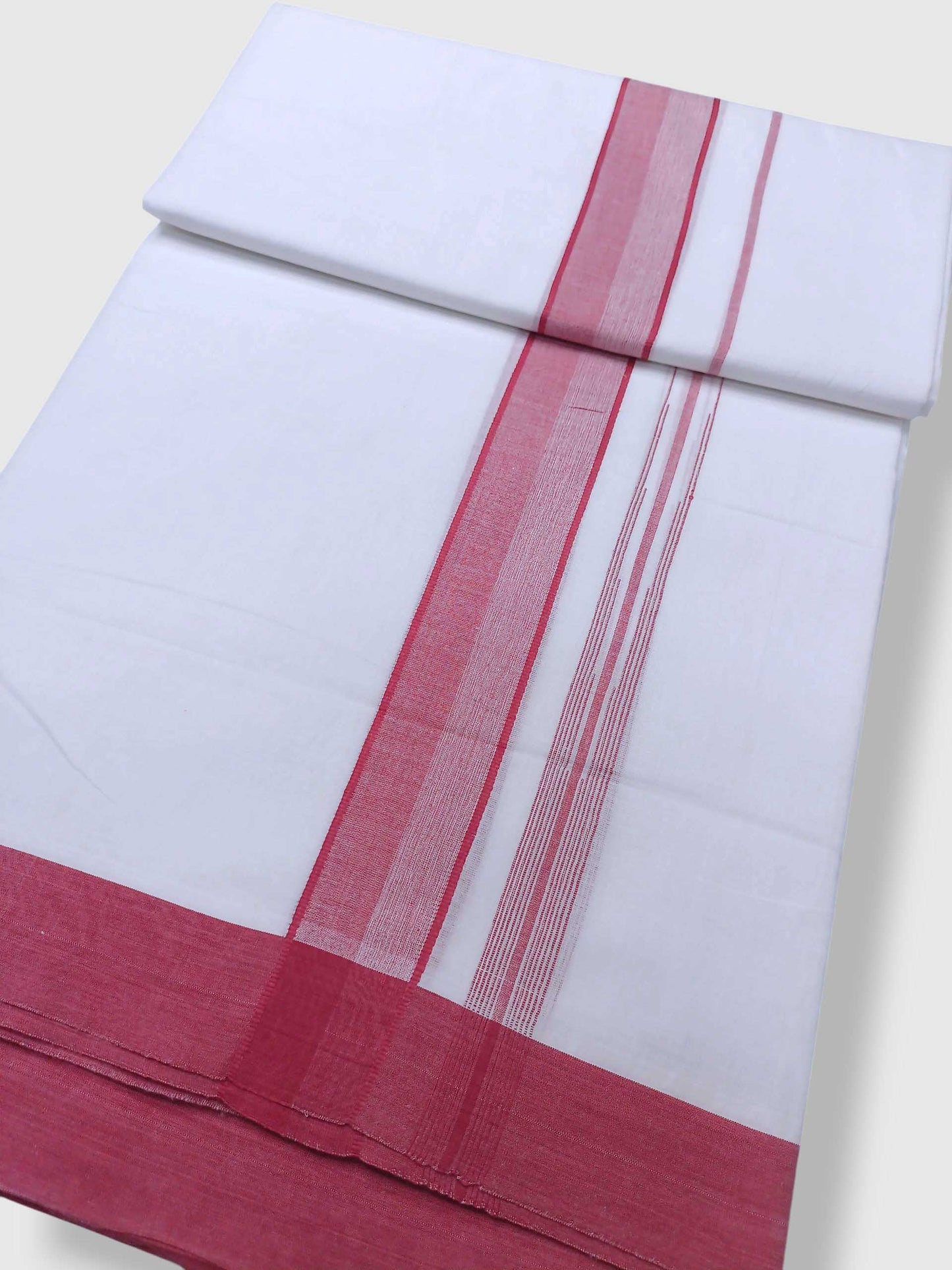 Pure White Cotton Men's Double Dhoti