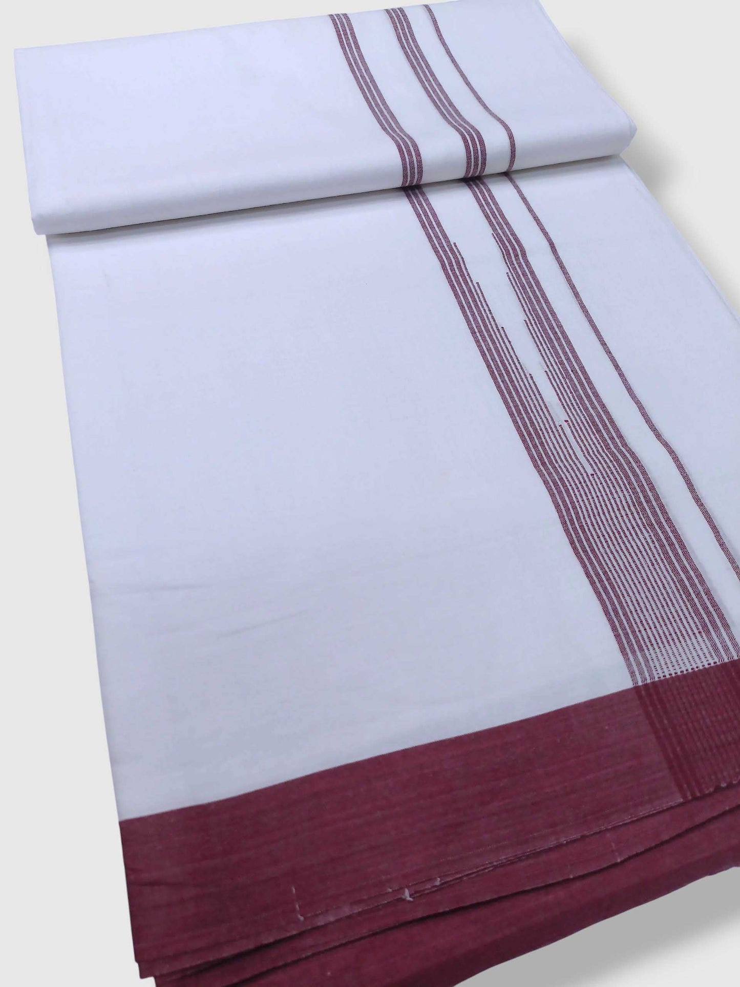 Pure White Cotton Men's Double Dhoti