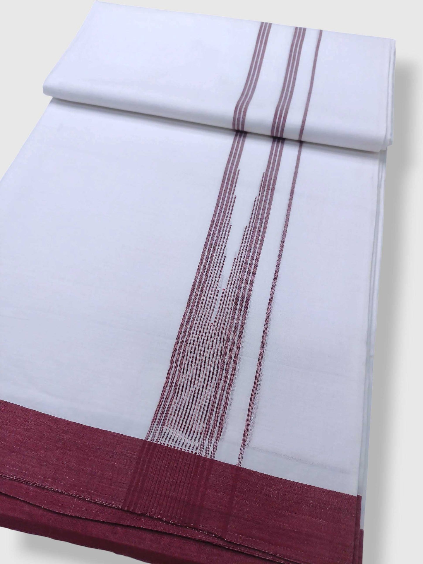Pure White Cotton Men's Double Dhoti