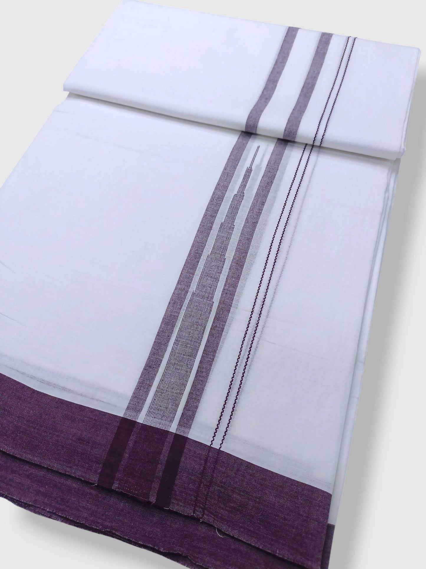 Pure White Cotton Men's Double Dhoti