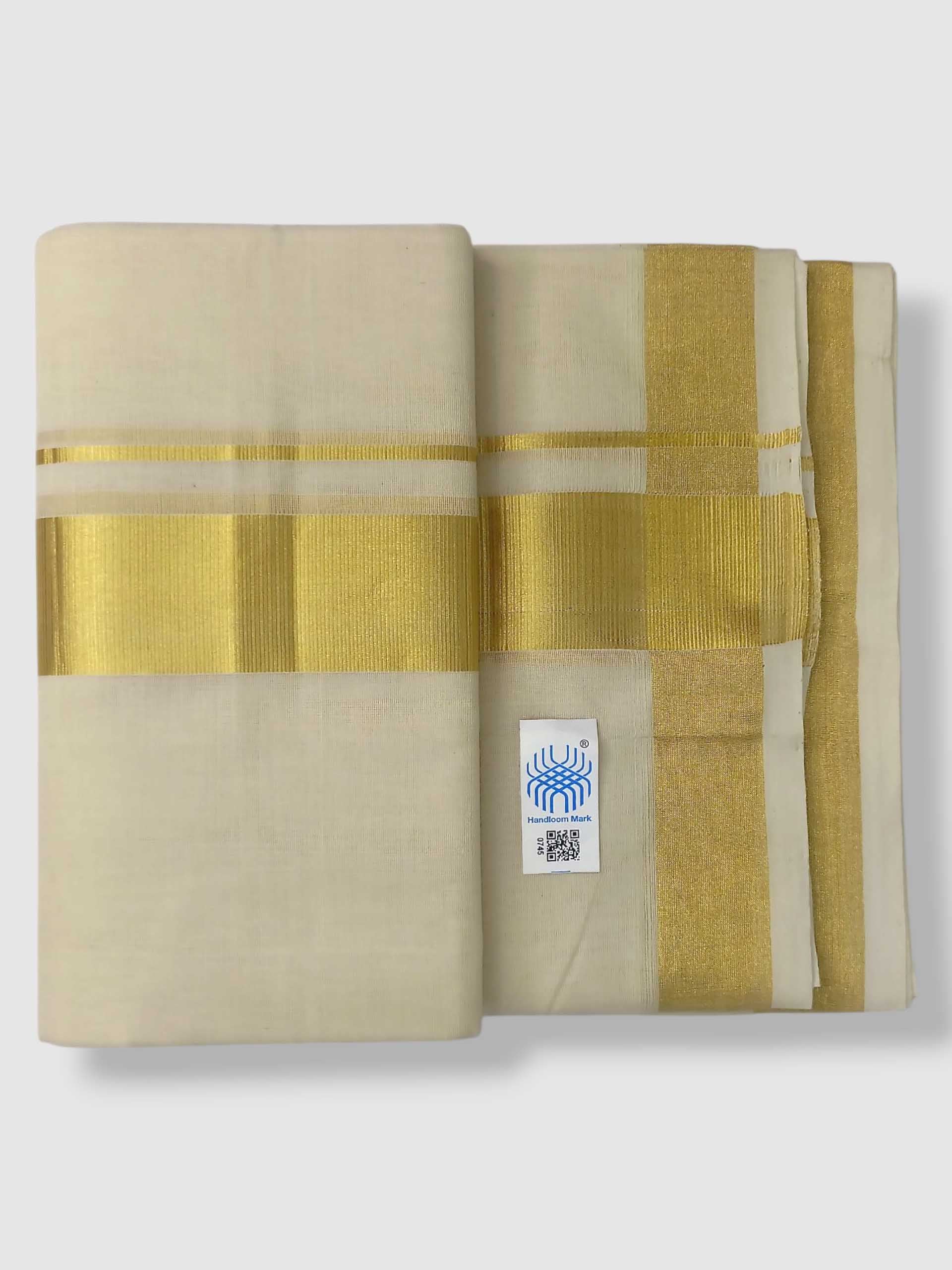 Original Balaramapuram Handloom Kasavu Mundu for Men