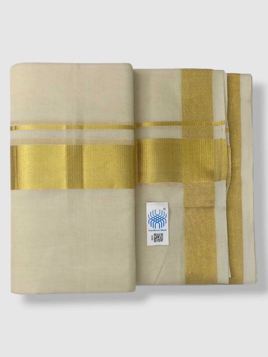Original Balaramapuram Handloom Kasavu Mundu for Men