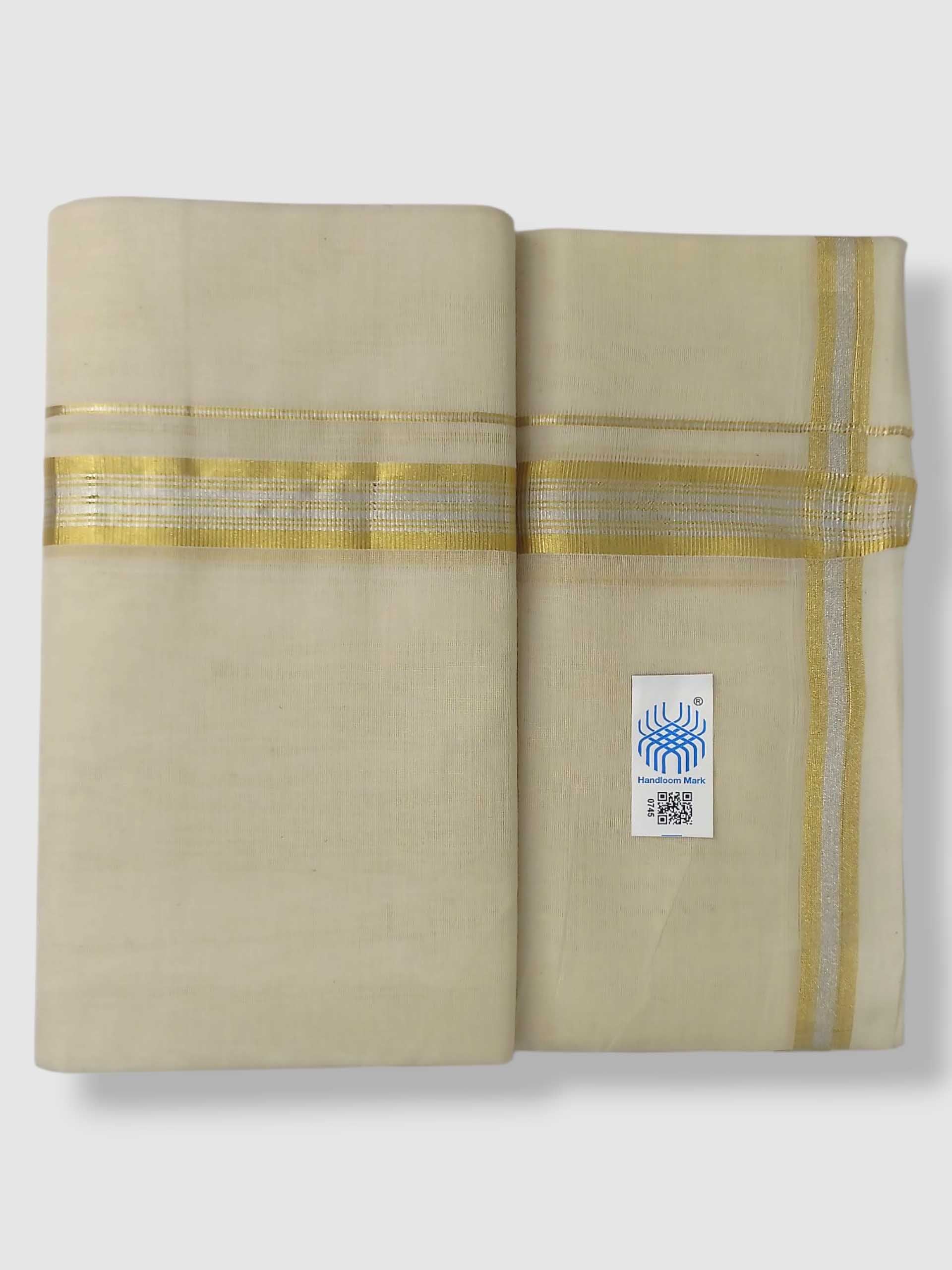 Original Balaramapuram Handloom Kasavu Mundu for Men