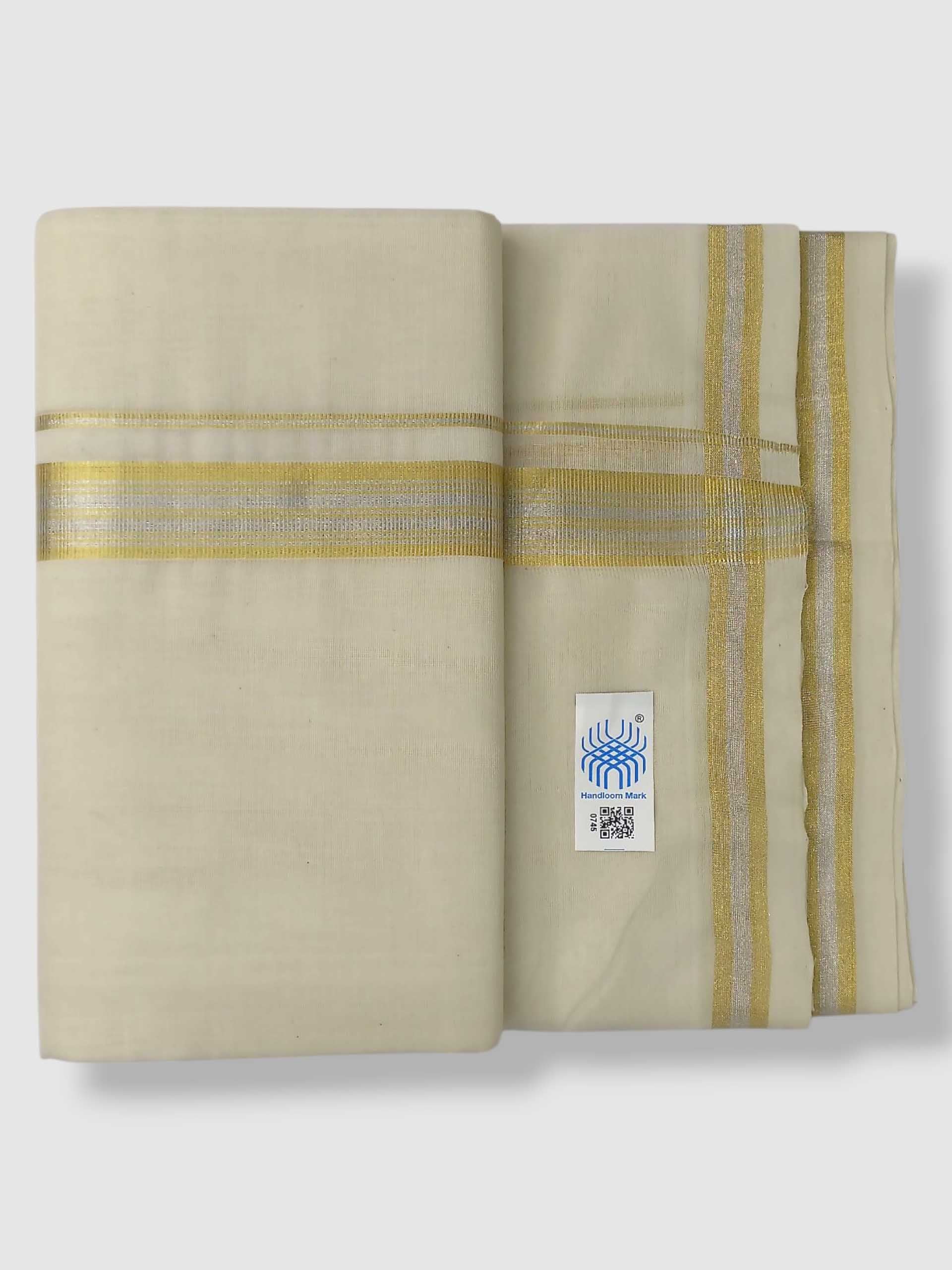Original Balaramapuram Handloom Kasavu Mundu for Men