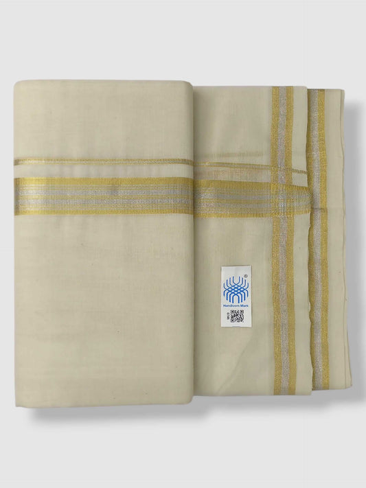Original Balaramapuram Handloom Kasavu Mundu for Men