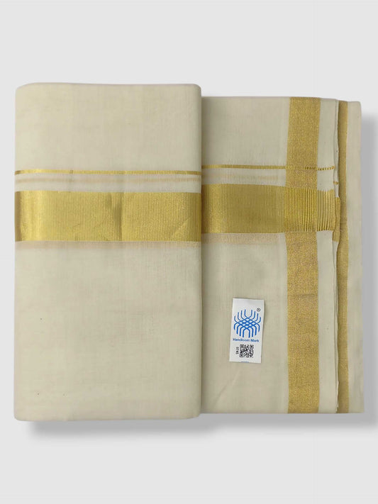 Original Balaramapuram Handloom Kasavu Mundu for Men
