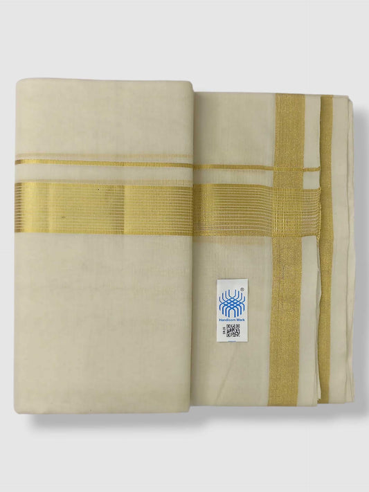 Original Balaramapuram Handloom Kasavu Mundu for Men