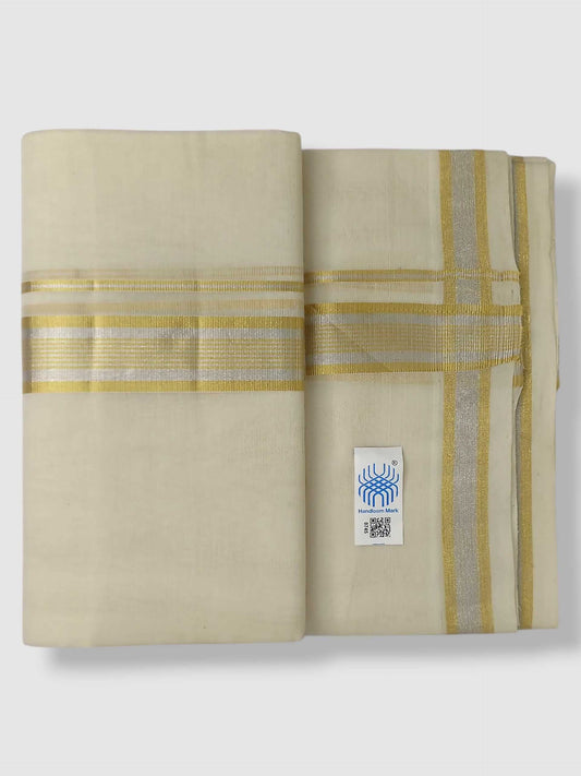 Original Balaramapuram Handloom Kasavu Mundu for Men