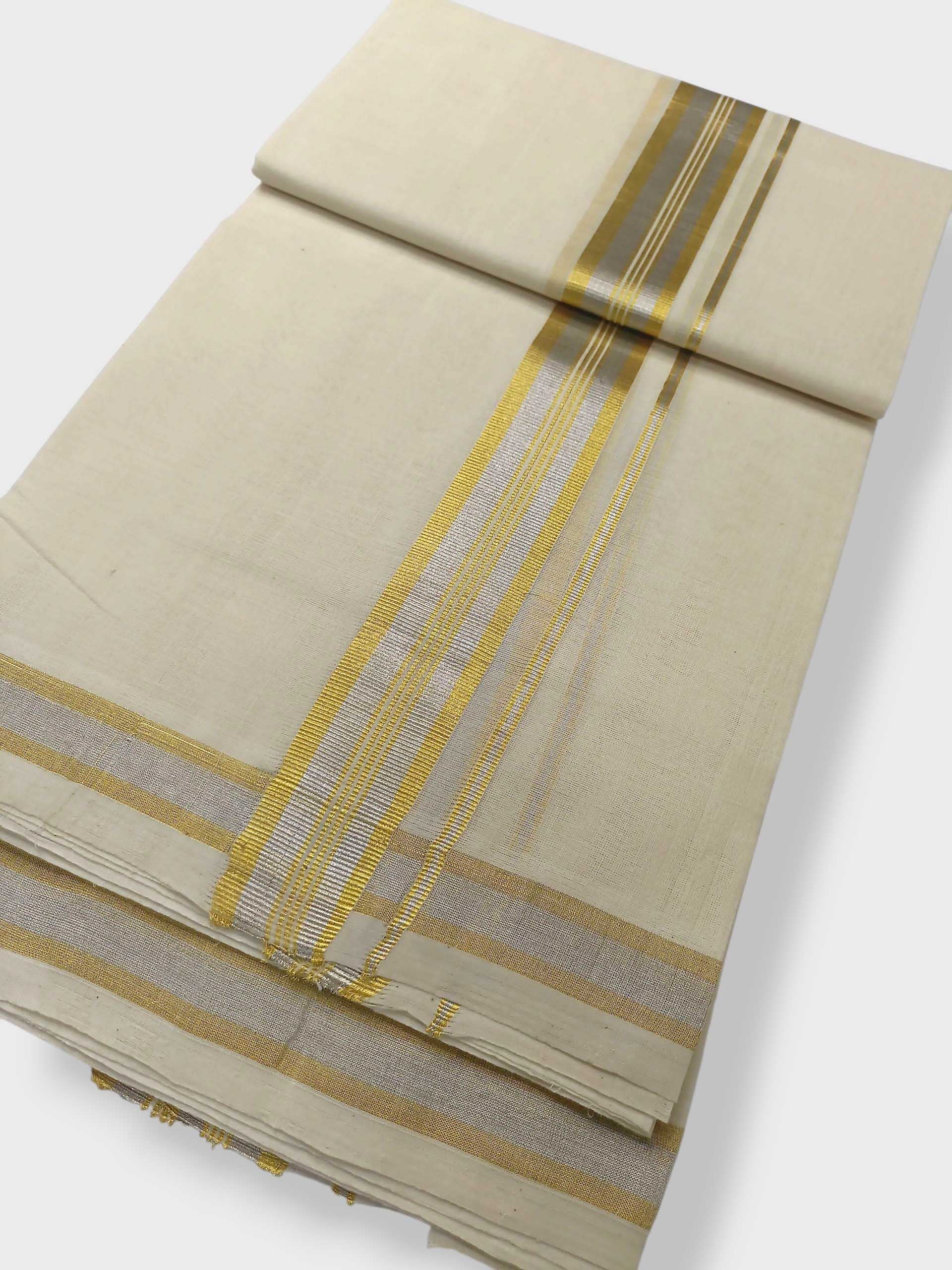 Original Balaramapuram Handloom Kasavu Mundu for Men
