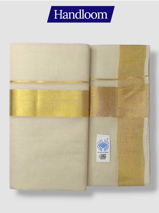 Original Balaramapuram Handloom Kasavu Mundu for Men