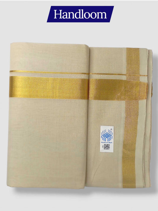 Original Balaramapuram Handloom Kasavu Mundu for Men