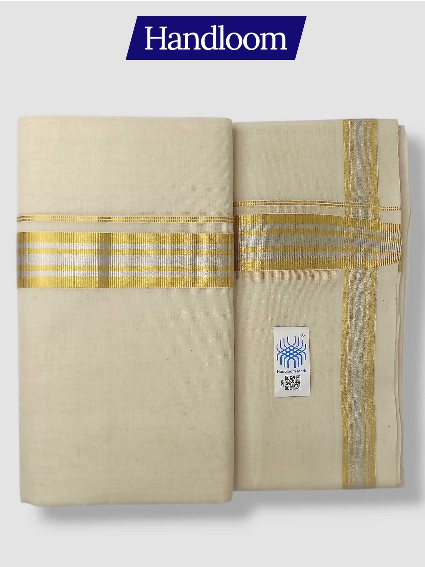 Original Balaramapuram Handloom Kasavu Mundu for Men