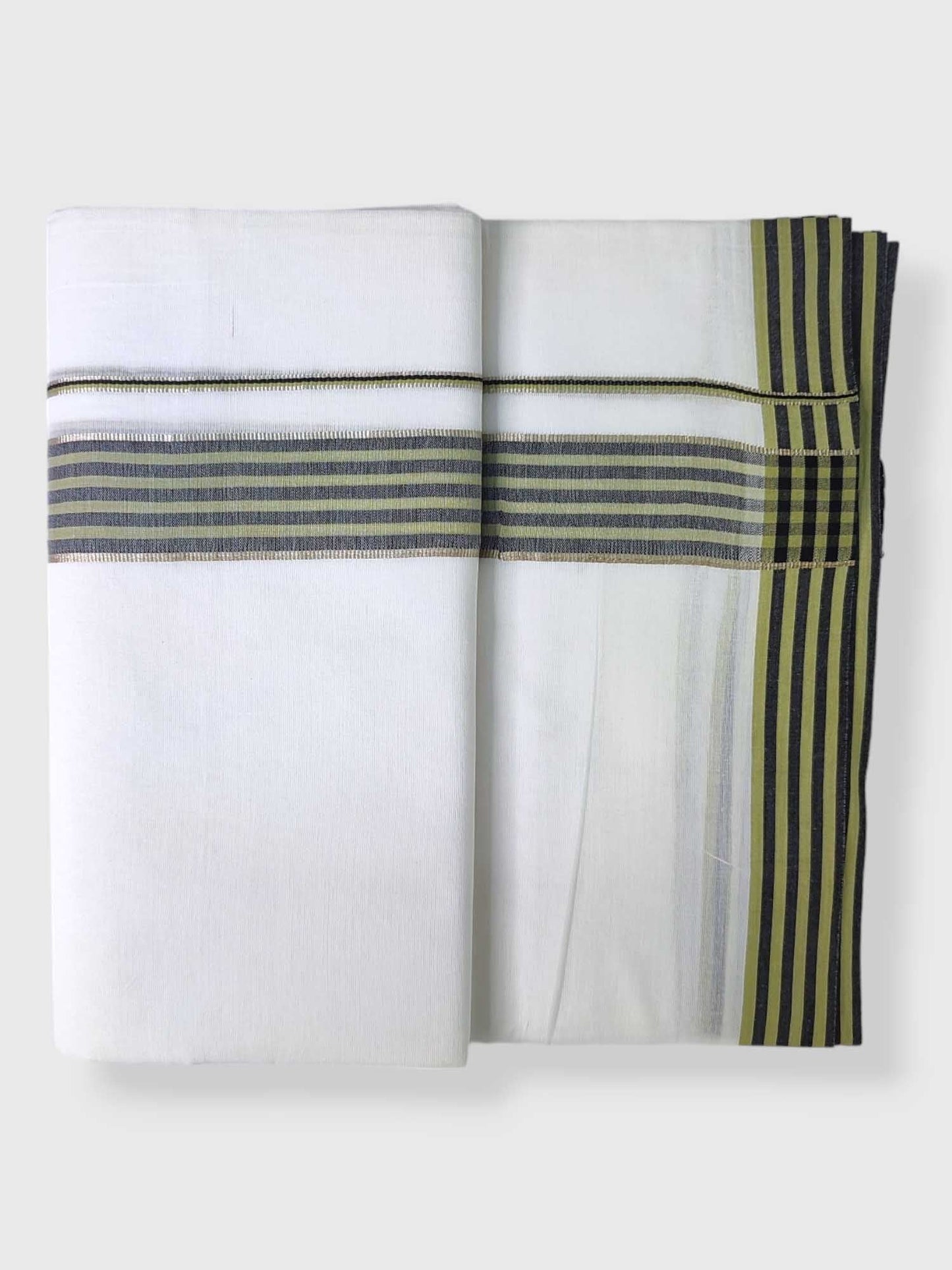Pure White Cotton Men's Double Dhoti
